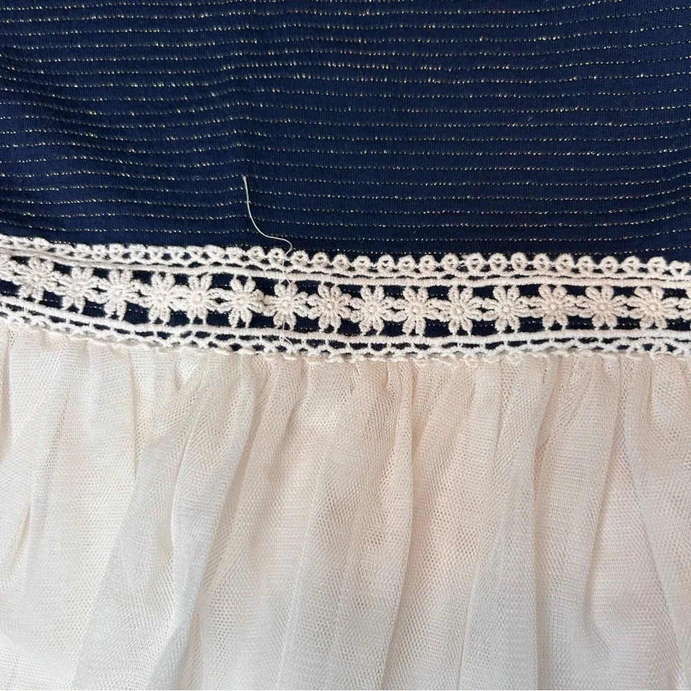 Lily Bleu Girls Kids Navy and Cream Formal Dress Size 4